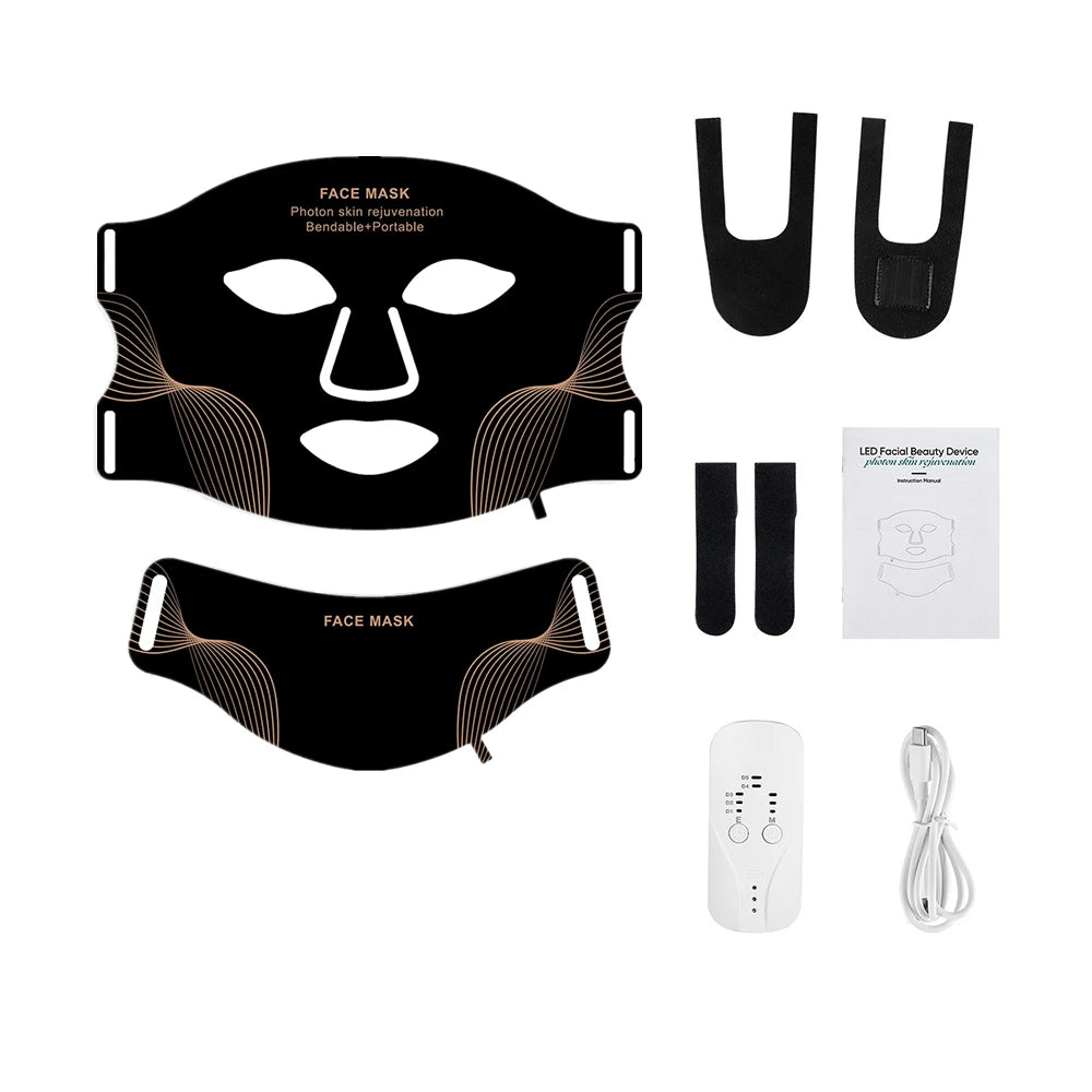 Silicone LED Face & Neck Mask — Wireless Light Therapy for Skin Rejuvenation & Anti-Aging