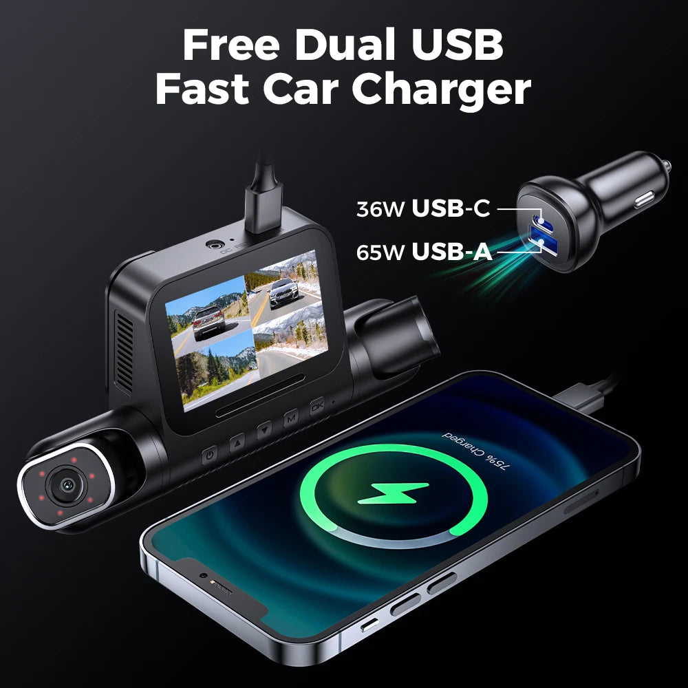 Dash Cam M660 2K+3*1080P 4CH Car DVR GPS 5G Wifi Built-In 128GB Emmc Voice Control 24H Parking Monitor Super Night Vision