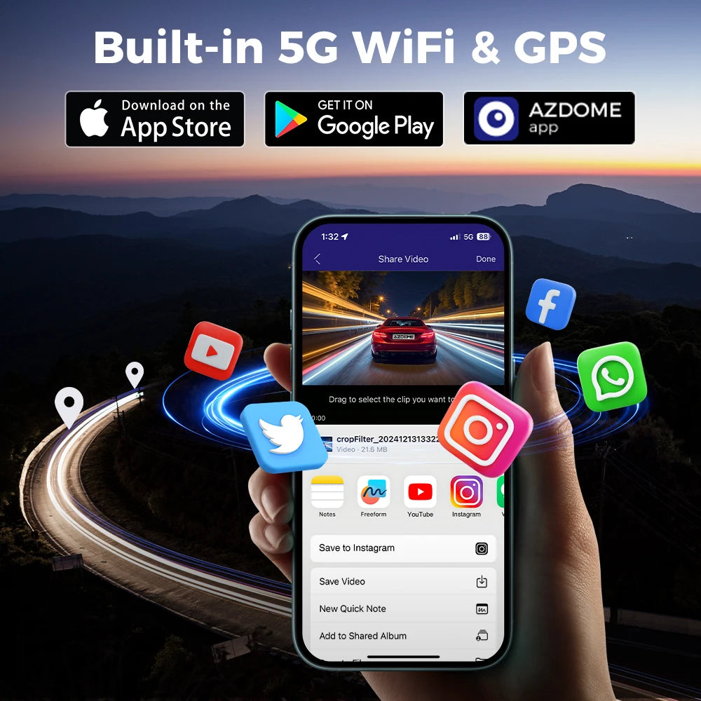 Dash Cam M660 2K+3*1080P 4CH Car DVR GPS 5G Wifi Built-In 128GB Emmc Voice Control 24H Parking Monitor Super Night Vision