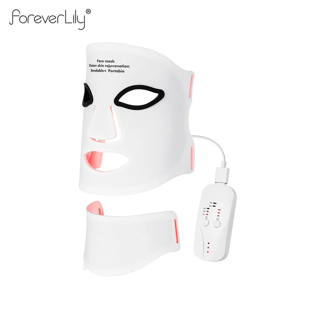 Silicone LED Face & Neck Mask — Wireless Light Therapy for Skin Rejuvenation & Anti-Aging