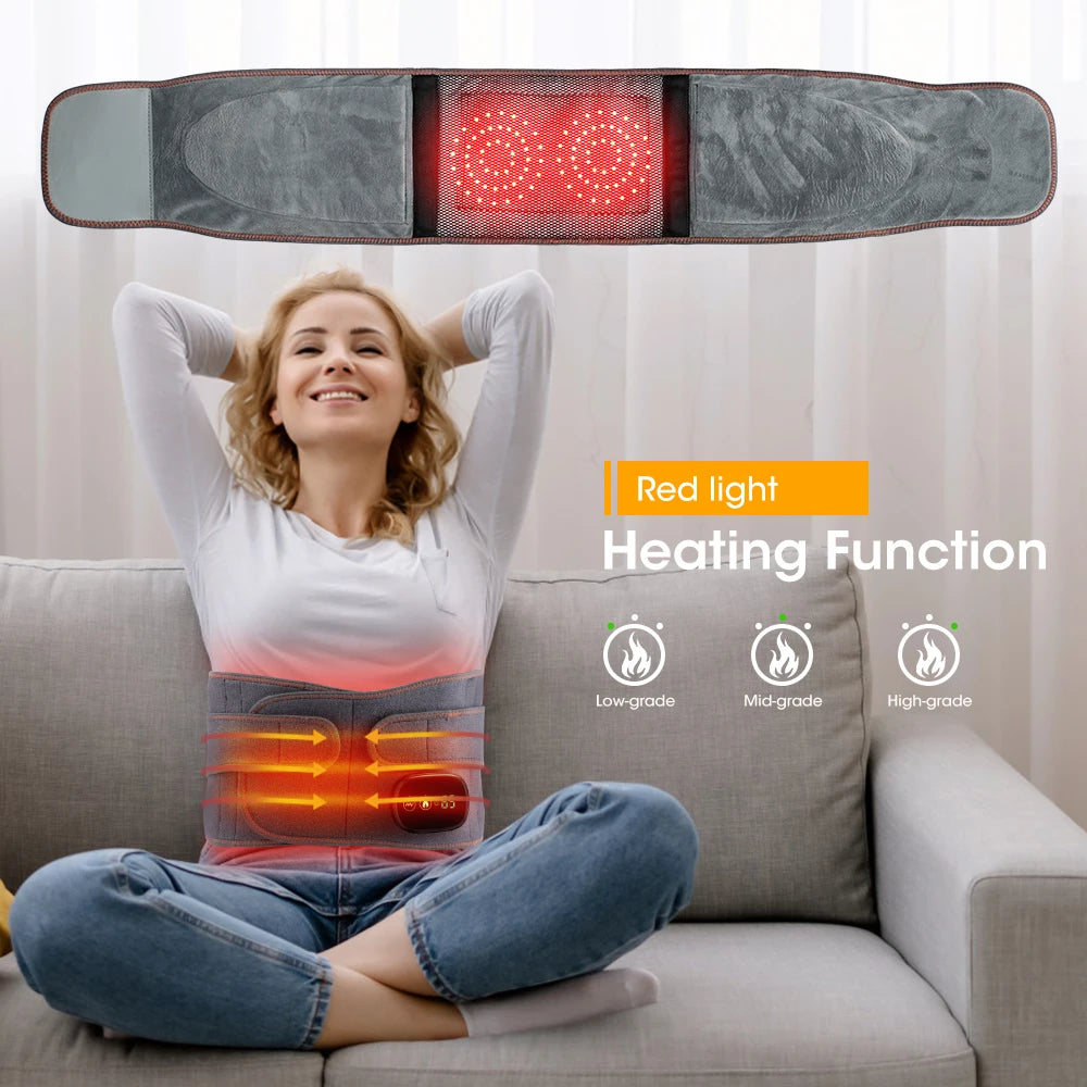 Dual Red Light Heating Massage Waist Belt, Electric Heating Waist Massager, Rechargeable Heated Massage Belt, Blood Circulation