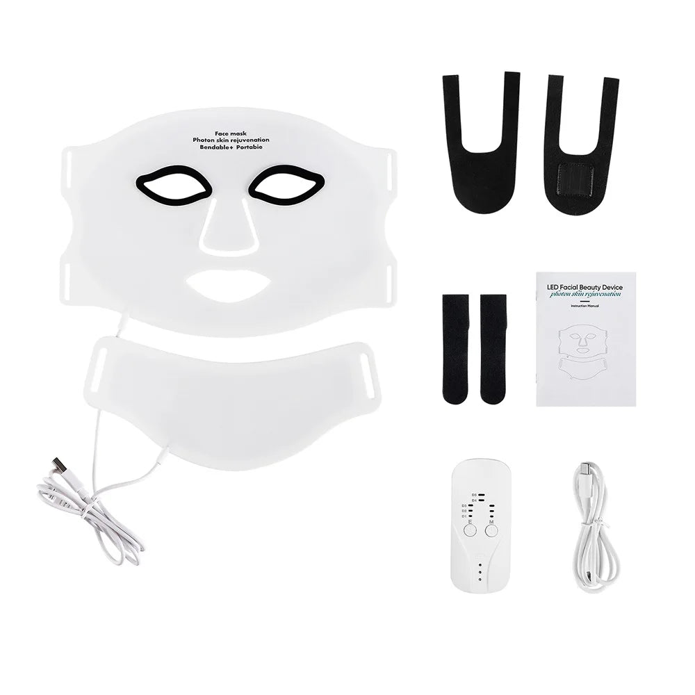 Silicone LED Face & Neck Mask — Wireless Light Therapy for Skin Rejuvenation & Anti-Aging