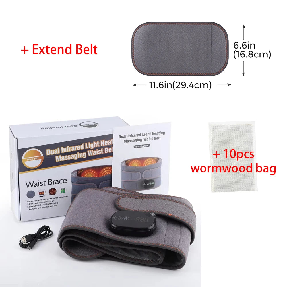 Dual Red Light Heating Massage Waist Belt, Electric Heating Waist Massager, Rechargeable Heated Massage Belt, Blood Circulation