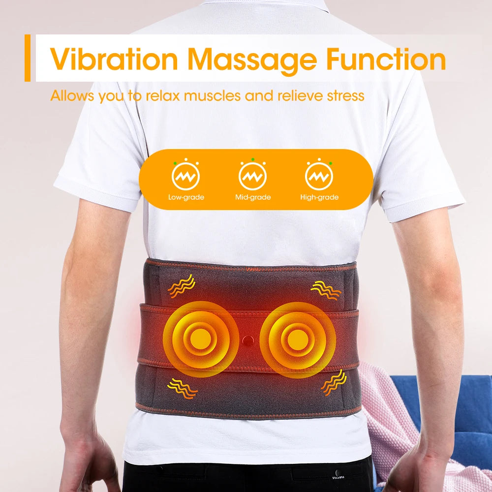 Dual Red Light Heating Massage Waist Belt, Electric Heating Waist Massager, Rechargeable Heated Massage Belt, Blood Circulation