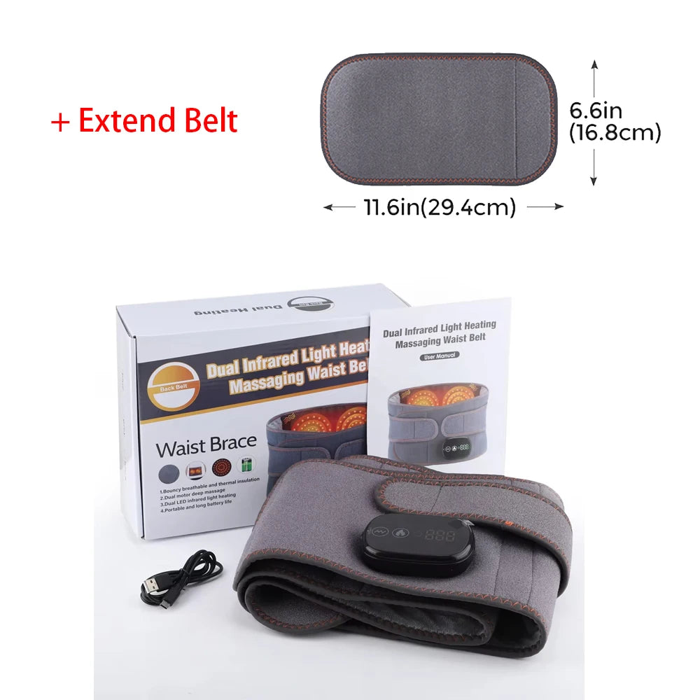 Dual Red Light Heating Massage Waist Belt, Electric Heating Waist Massager, Rechargeable Heated Massage Belt, Blood Circulation