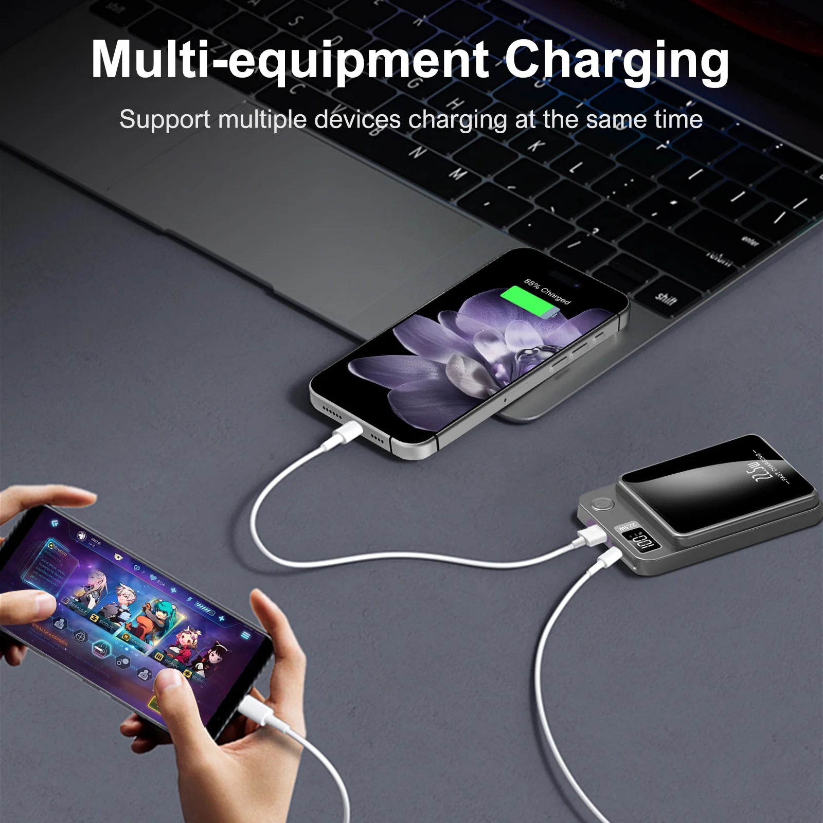 10000Mah Magnetic Charger Power Bank Wireless 22.5W USB-C Foldable Stand LED Display for Iphone 16/15/14/13/12 All Series