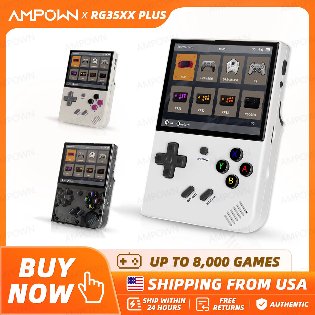 RG35XX plus Retro Handheld Game Console 3.5''IPS Screen Built-In 10K Games HDMI Video Output Streaming Kids Game Player