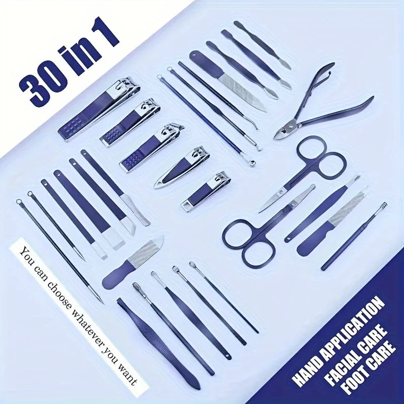 30 in 1 New Manicure Cutters 30 Pcs Nail Clipper Set Household High-Quality Steel Manicure Kit Nail Clippers Pedicure Nail Sciss